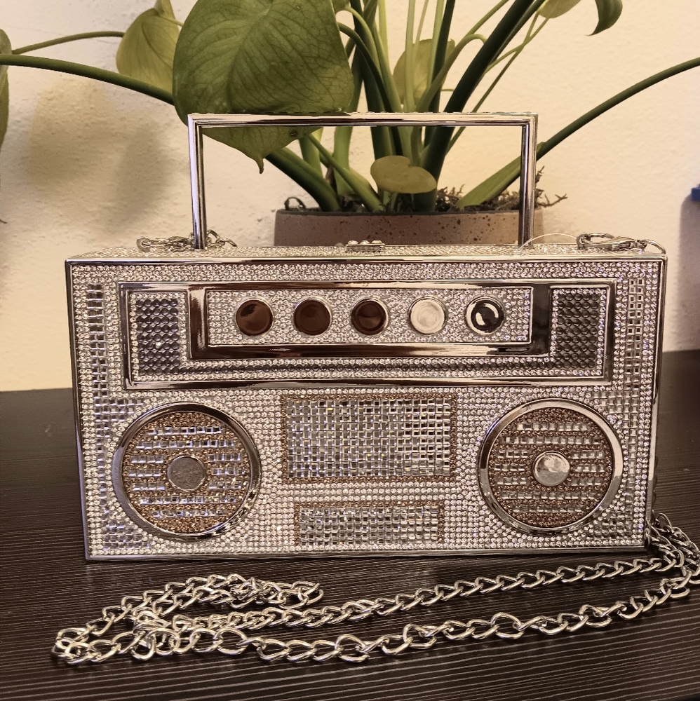 Crystal Rhinestones Retro Radio Handbag